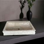 En Trend 11 Gümüş Traverten Natural Patlatma Köşeli Lavabo-175 - Gri