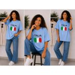 Enb1r Moda Italıa Bayrak Renkleri Temalı Baskılı Oversize Unisex Mavi Premium Basic T-Shirt - 2XL