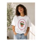 ENB1R MODA Vintage Saksıda Çiçek DEtaylı Kadın Tişört