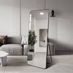 Enc Home 180X60 Siyah Metal Çerçeveli Oval Dikdörtgen Boy Aynası Ayaklı Tasarım