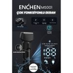 Enchen Ms001 Siyah Dijital Ekranlı Ultra Yakın Kesim Folyo Başlıklı Şarjlı Tıraş Makinesi siyah