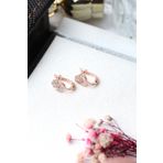 ENCİLİ SİLVER 925 Ayar Gümüş Taşlı Papatya Model Rose Renk J Küpe