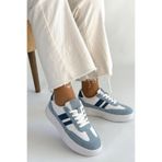 Encool Açık Mavi Kalın Taban Kadın Sneaker – Günlük Rahat, Modern Çizgili Spor Ayakkabı