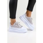 Encool Gri Kadın Günlük Sneaker Ayakkabı Keten Ve Renk Seçenekleri Ile Spor Yüksek Taban