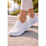 Encool Kadın Beyaz Sneaker | Hafif, Nefes Alabilen Triko Bez Ayakkabı – Günlük Spor & Yürüyüş Ayakkabısı