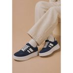 Encool Lacivert Kalın Taban Kadın Sneaker – Günlük Rahat, Modern Çizgili Spor Ayakkabı