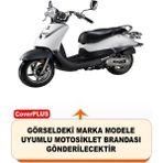 Encover Sym Allo 125 Reflektörlü Gri (Arka Çanta Uyumlu) Motosiklet Brandası,motor Branda Motor Örtüsü (Güvenlik Kilidi ve Bağlantı Tokalı) - Gri - Reflektörlü Çanta UYUMLU