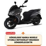 Encover Sym Jet 14 200I Abs Reflektörlü Gri (Arka Çanta Uyumlu) Motosiklet Brandası,motor Branda Motor Örtüsü (Güvenlik Kilidi ve Bağlantı Tokalı) - Gri - Reflektörlü Çanta UYUMLU