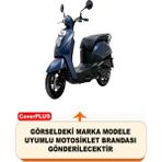Encover Sym Mio 50 Reflektörlü Siyah-Gri (Arka Çanta Uyumlu) Motosiklet Brandası,motor Branda Motor Örtüsü (Güvenlik Kilidi ve Bağlantı Tokalı) - Siyah Gri - Reflektörlü Arka Çanta UYUMLU