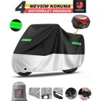 Encover Yamaha X-Max 400 Tech Max Reflektörlü Siyah-Gri (Arka Çanta Uyumlu) Motosiklet Brandası,motor Branda Motor Örtüsü (Güvenlik Kilidi ve Bağlantı Tokalı) - Siyah Gri - Reflektörlü Arka Çanta UYUMLU