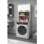 Enda Home Camasir Makinesi Dolabi 3 Rafli Kapakli Banyo Dolabi Beyaz - Atlantik Cam