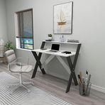 ENDA HOME COLLECTION X Ayaklı Ders Çalışma Masası, Ofis ve Bilgisayar Masası Antrasit & Beyaz
