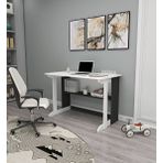 Enda Home Pillar Kütüphaneli 100x56 cm Beyaz Geniş Çalışma Masası