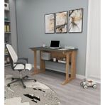 Enda Home Pillar Kütüphaneli Geniş Çalışma Masası 100x56 Cm Çam - Antrasit - 100 x 56 x 74 cm - Atlantik Çam - Koyu Gri