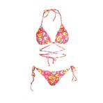 Endeep Beria Kadın Çapraz Bağlama Detaylı Üçgen İpli Pembe Desenli Bikini Takımı