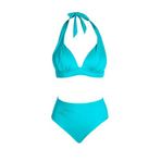 Endeep Beria Kadın Yarım Dolgulu Turkuaz Yüksek Bel Bikini Takımı