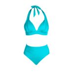 Endeep Beria Kadın Yarım Dolgulu Turkuaz Yüksek Bel Bikini Takımı