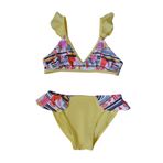 Endeep EP21509 Çiçek Desenli Sarı Volanlı Bikini Takımı