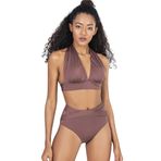 Endeep EP22030 Kadın Yüksek Bel Gül Kurusu Bikini Takımı