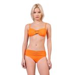 Endeep Kadın Aksesuarlı Straplez Büzgü Detaylı Turuncu Bikini Takımı