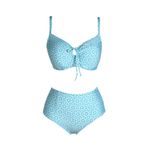 Endeep Kadın Balenli Destekli Büyük Beden Açık Mavi Yüksek Bel Bikini Takımı