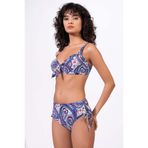 Endeep Kadın Büyük Beden Balenli Destekli Mavi Etnik Desenli Bikini Takımı
