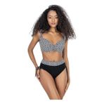 Endeep Kadın Büyük Beden Siyah Beyaz Desenli Bikini Takımı