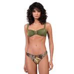 Endeep Kadın Desenli Özel Lurex Kumaş V Detaylı Bikini Takımı