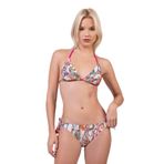 Endeep Kadın Desenli Özel Lurex Kumaşlı Bağlama Detaylı Üçgen Bikini Takımı