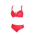 Endeep Kadın Fiyonk ve Taş Detaylı Büyük Beden Nar Çiçeği Bikini Takımı