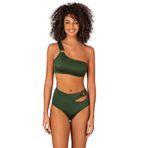 Endeep Kadın Halka Aksesuarlı Tek Omuz Yeşil Bikini Takımı