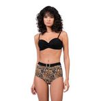 Endeep Kadın Leopar Desenli Aksesuarlı Yüksek Bel Bikini Takımı