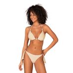 Endeep Kadın Yarım Dolgulu Aksesuarlı Simli Bej Bikini Takımı