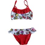 Endeep Kız Çocuk Desenli Kırmızı Büstiyer Bikini Takımı - 7 - 8 Yaş