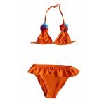 Endeep Kız Çocuk Fırfırlı Turuncu Üçgen Bikini Takımı
