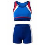 Endeep Kız Çocuk Mavi-Beyaz Bustiyer Taytlı İki Parça Yüzücü Mayo Bikini Takımı