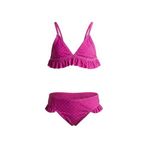 Endeep Kız Çocuk Pembe Fırfırlı Puantiye Desenli Mayo Bikini Takımı