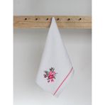 Ender Home 35X50 Menekşe Nakış 2'li Hediye Havlu Seti El Yüz Mutfak Peçetesi - 35 x 50 cm - Pembe - Beyaz