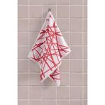 Ender Home 50X90 Line Iplik Boya Jakarlı Bukle El Yüz Baş Havlusu - 50 x 90 cm - Kırmızı - Beyaz