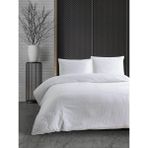 Ender Home Battal Boy Nevresim Takımı Çizgili Yollu Saten Otel Tipi Kutulu - 240 x 220 cm - Beyaz