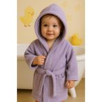 Ender Home CottonVerse Bebek & Çocuk Kapşonlu Bornoz – %100 Pamuk, Unisex - 0 - 2 Yaş - Lila