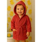 Ender Home CottonVerse Bebek & Çocuk Kapşonlu Bornoz – %100 Pamuk, Unisex - 3 - 4 Yaş - Kırmızı