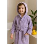 Ender Home CottonVerse Genç & Çocuk Kapşonlu Bornoz – %100 Pamuk, Unisex - 15 - 16 Yaş - Lila