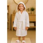Ender Home CottonVerse Genç & Çocuk Kapşonlu Bornoz – %100 Pamuk, Unisex - 7 - 8 Yaş - Beyaz