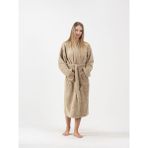 Ender Home DreamSoft Kimono Bornoz – Kadife, Unisex - S - M - Bej