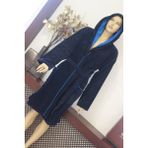 Ender Home DreamSoft Lüx Kapşonlu Bornoz – %100 Pamuk, Kadife, Unisex - 3XL - Mavi