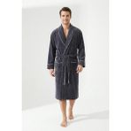 Ender Home DreamSoft Şalyaka Bornoz – %100 Pamuk, Kadife, Unisex - S - M - Antrasit