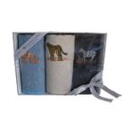 Ender Home Hediyelik Hayvan Nakışlı Kutulu Mutfak Havlusu (30X50 cm 3'lü Set) - Siyah - Ekru - 30 x 50 cm