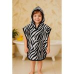 Ender Home Mini Safari Zebra Desenli Havlu Panço – %100 Pamuk Kapüşonlu - 5 - 6 Yaş - Renkli