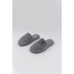 Ender Home S Harf Nakışlı Banyo Ve Ev Havlu Terliği – %100 Pamuk Kaymaz Kalın Taban - Gri